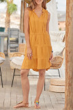 Sleeveless Smocked Splicing MIni Dress