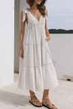 Sleeveless V Neck SPlicing Long Dress