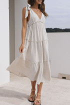 Sleeveless V Neck SPlicing Long Dress