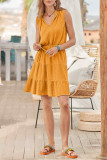 Sleeveless Smocked Splicing MIni Dress