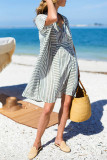 V Neck Stripes Loose Fit Dress