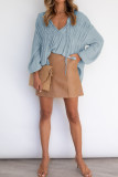 Plain Puff Sleeves Ruffle Smocked Top