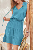 Sleeveless Smocked Splicing MIni Dress