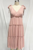 Sleeveless V Neck SPlicing Long Dress