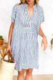 V Neck Stripes Loose Fit Dress