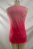 Plain V Neck Gradient Color Heart Print Tank Top