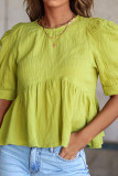 Plain Textured Puff Babydoll Top