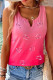 Plain V Neck Gradient Color Heart Print Tank Top