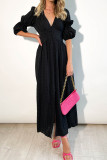 Eyelet Checked Button Up Long Split Dress