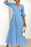 Eyelet Checked Button Up Long Split Dress