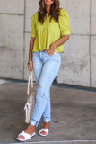 Plain Textured Puff Babydoll Top