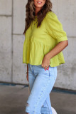 Plain Textured Puff Babydoll Top