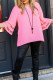 Pink Plus Size Mesh Striped Bell Sleeve Blouse