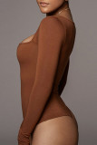 Plain Square Neck Long Sleeves Bodysuit