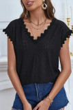 Eyelet Lace V Neck Knitting Top