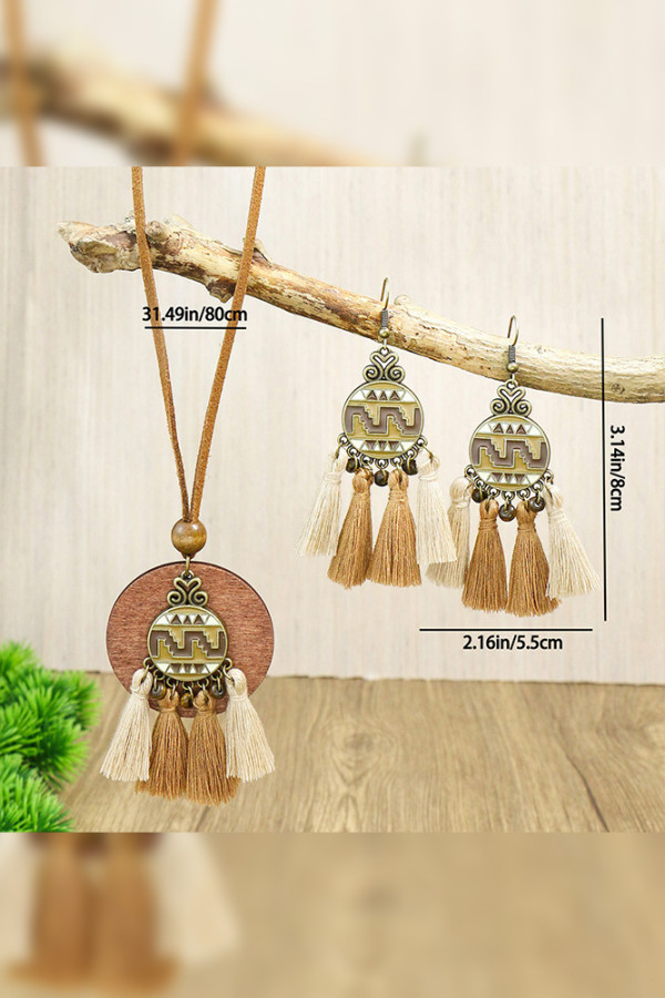 Retro Tassle Earring and Necklace Set