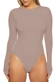 Plain Crew Neck Long Sleeves Bodysuit