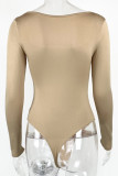 Plain Square Neck Long Sleeves Bodysuit
