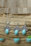Turquoise Metal Earrings and Necklace Set