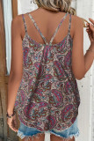 U Neck Strappy Paisley Floral Print Tank Top