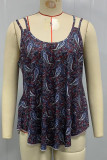 U Neck Strappy Paisley Floral Print Tank Top