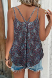 U Neck Strappy Paisley Floral Print Tank Top