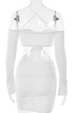 Plain Ruched Hollow Out Bodycon Dress