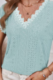 Eyelet Lace V Neck Knitting Top