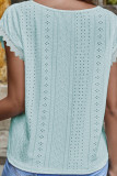 Eyelet Lace V Neck Knitting Top
