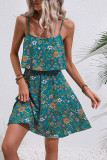 Spaghetti Printing Mini Dress