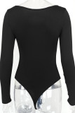 Plain Square Neck Long Sleeves Bodysuit