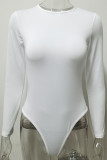 Plain Crew Neck Long Sleeves Bodysuit