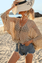 Eyelet Tassle Beach Cover Up Kimono