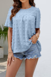 Plain Jacquard Spot Babydoll Top
