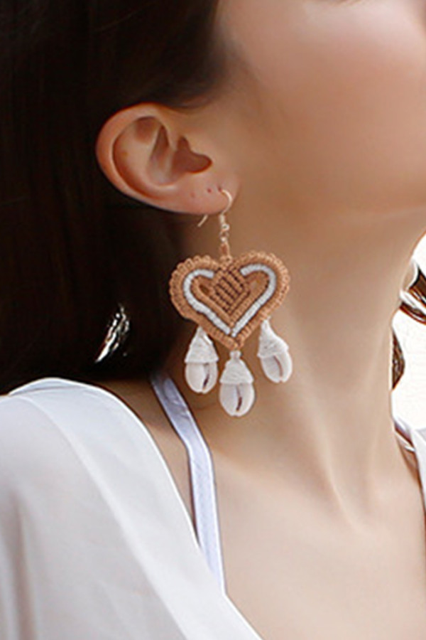 Cords Heart Shells Earrings MOQ 5pcs