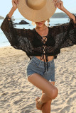 Eyelet Tassle Beach Cover Up Kimono