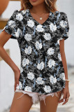 V Neck Pin-Tucked Turlip Sleeves Top