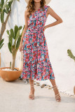 One Shoulder Ruffle Tie Waist Floral Dress