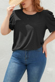 Eyelet Smocked Sleeves Plus Size Top