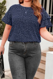 Polka Dot Tiered Sleeves Plus Size Top