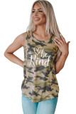 Green Be Kind Camo Crisscross Shoulder Tank Top