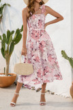 Spaghetti Floral SLeeveless Smocked Dress