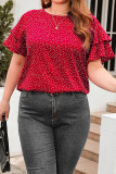 Polka Dot Tiered Sleeves Plus Size Top