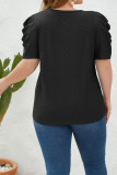 Eyelet Smocked Sleeves Plus Size Top