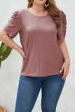Eyelet Smocked Sleeves Plus Size Top