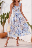 Spaghetti Floral SLeeveless Smocked Dress
