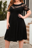 Plain Lace Splicing Plus Size Dress