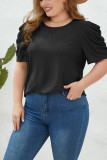 Eyelet Smocked Sleeves Plus Size Top