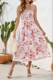 Spaghetti Floral SLeeveless Smocked Dress
