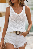 Plain V Neck Geometric Knit Tank Top
